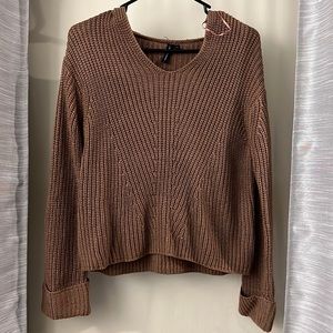 Pink/brown hooded sweater. Size xs